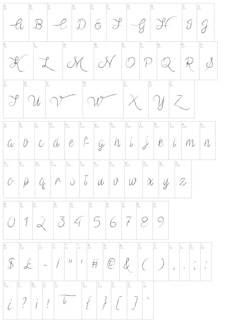 Mf Vampire Heart font map